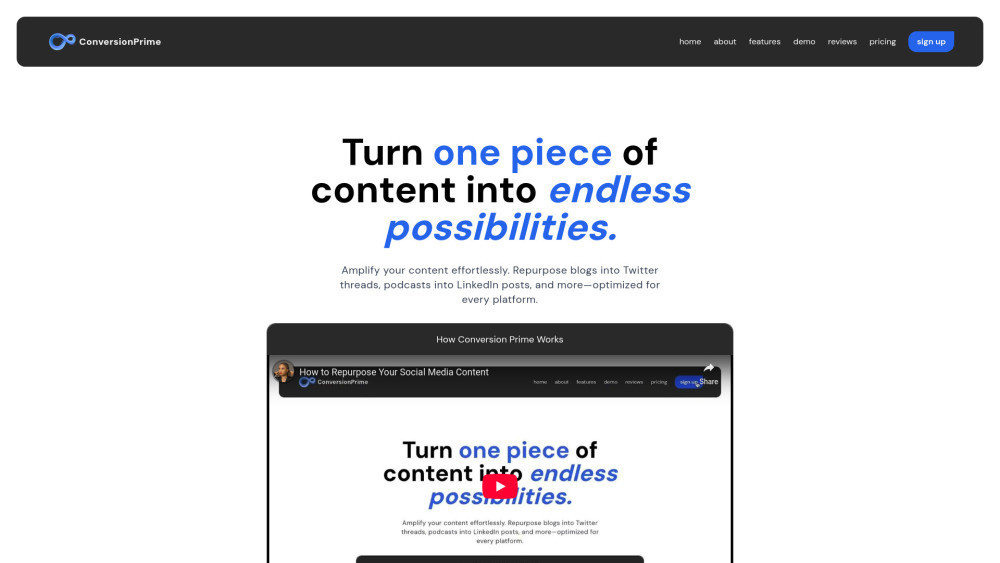 Conversion Prime website screenshot