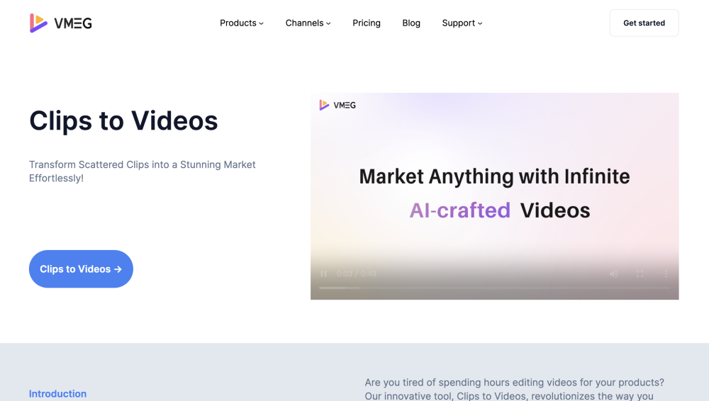 Vmeg Clips To Videos website screenshot