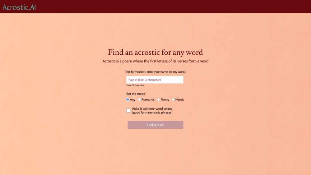 Acrostic Ai website screenshot