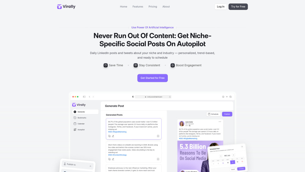 Virally website screenshot