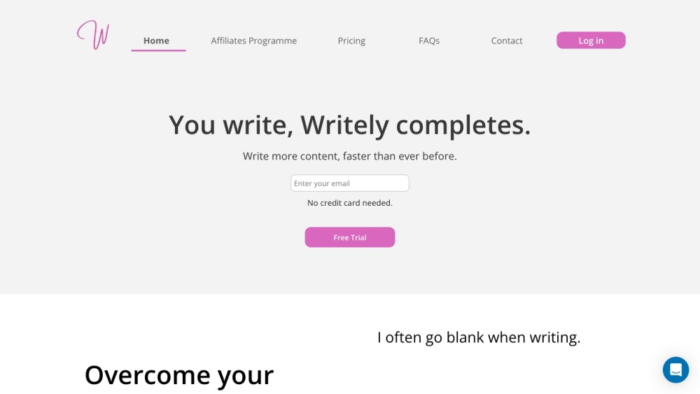 Writely website screenshot