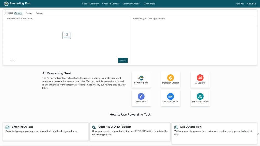 Rewording website screenshot