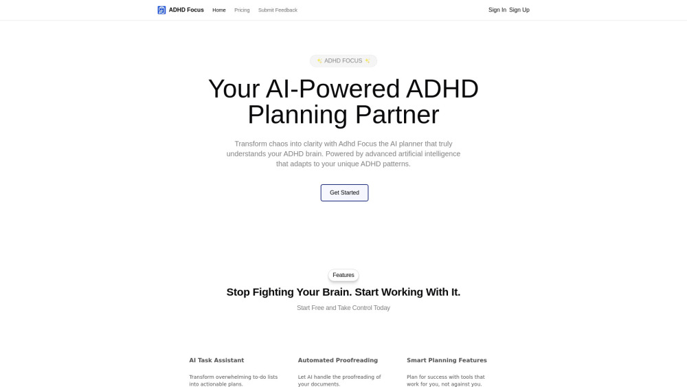 Adhd Focus website screenshot