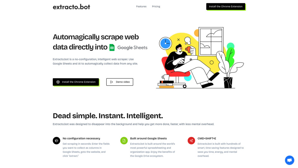 Extracto Bot website screenshot