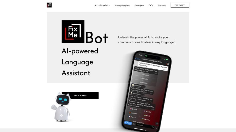 Fixmebot website screenshot