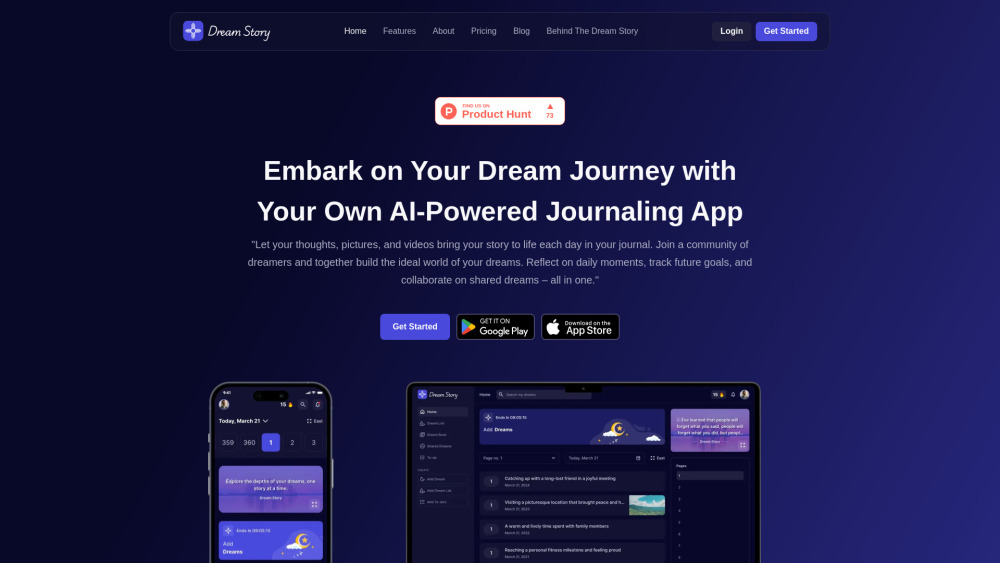 Dream Story Live website screenshot