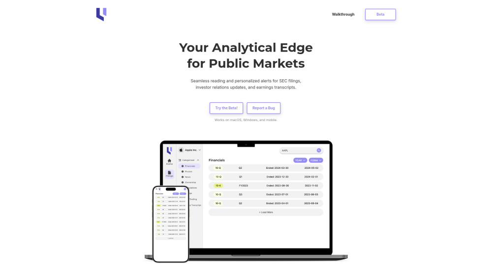 Unlevered website screenshot