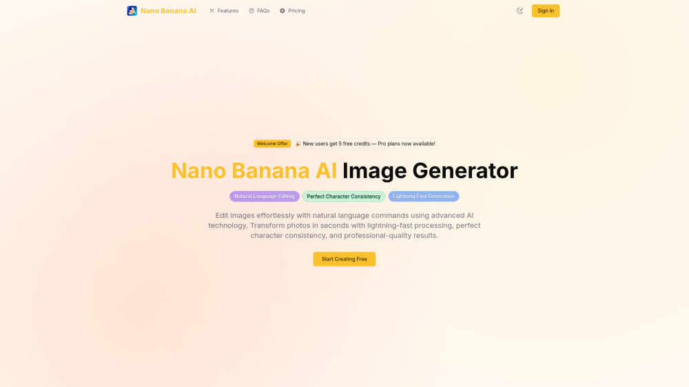 Nano Banana AI website screenshot