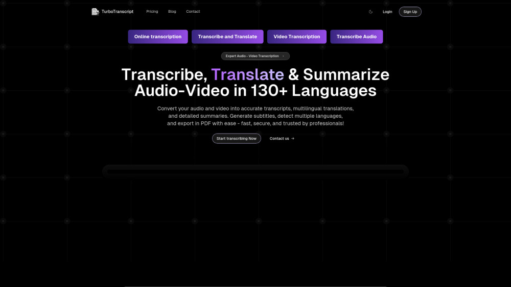 Turbotranscript website screenshot