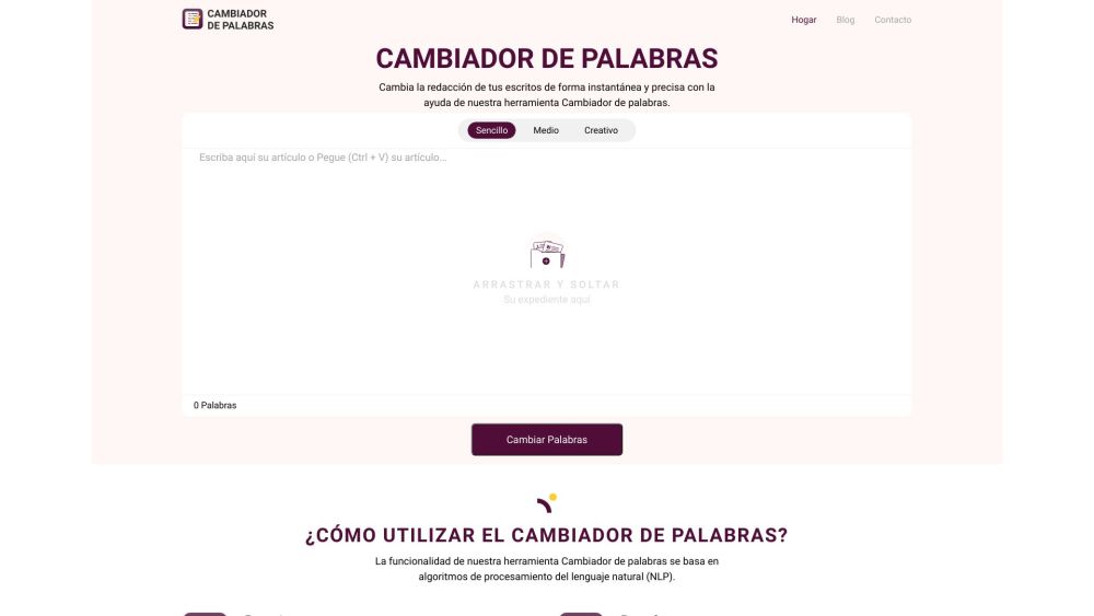 Cambiador De Palabras website screenshot
