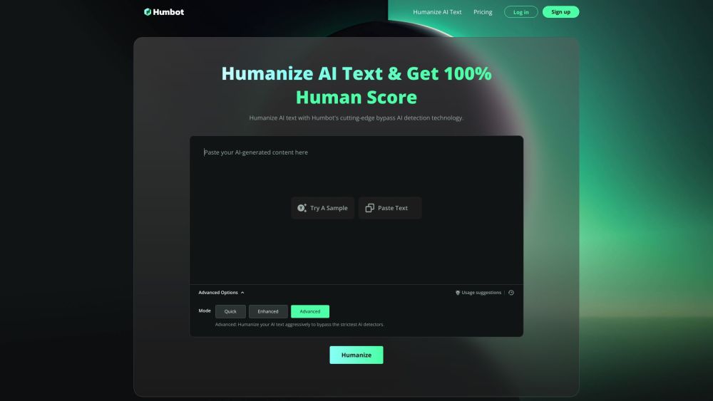 Humbot Ai website screenshot