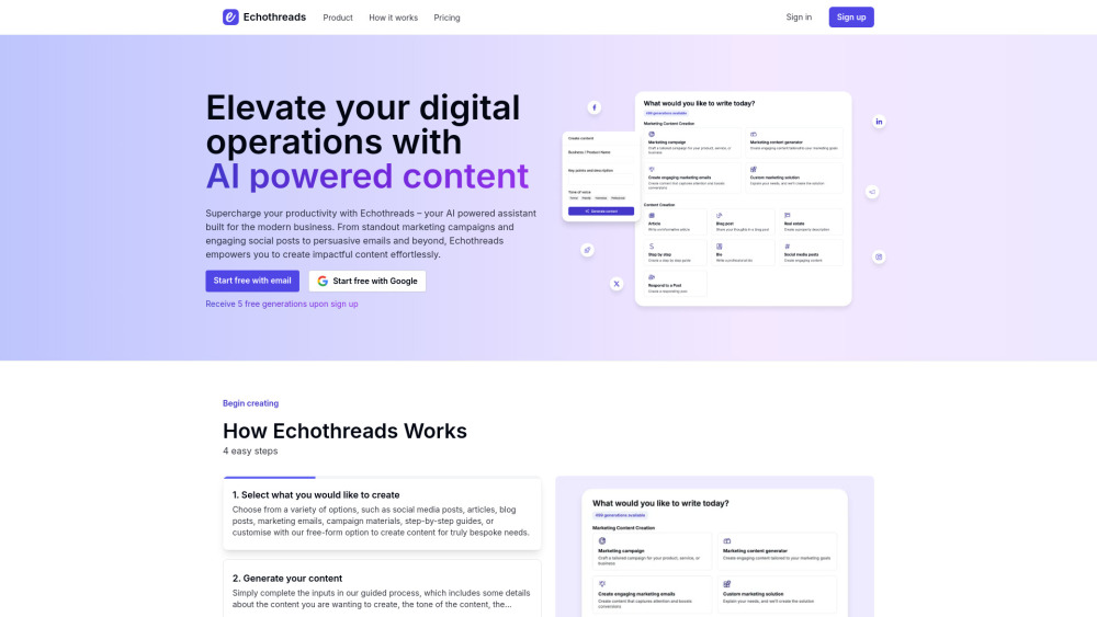 Echothreads website screenshot