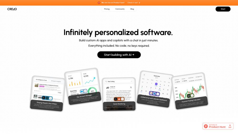 Creao website screenshot