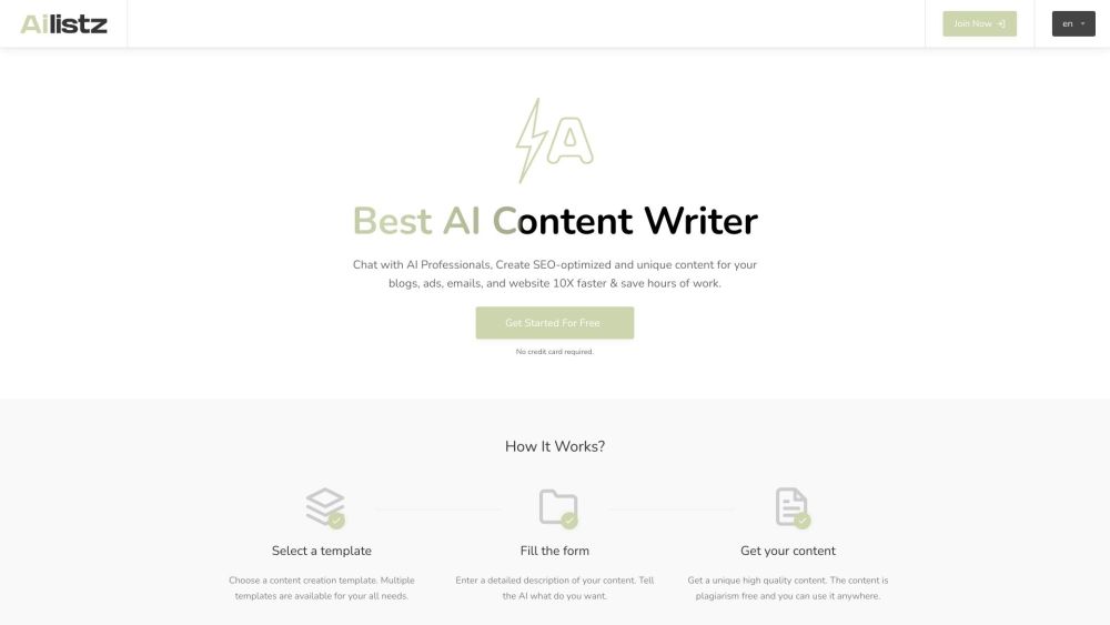 Ailistz website screenshot