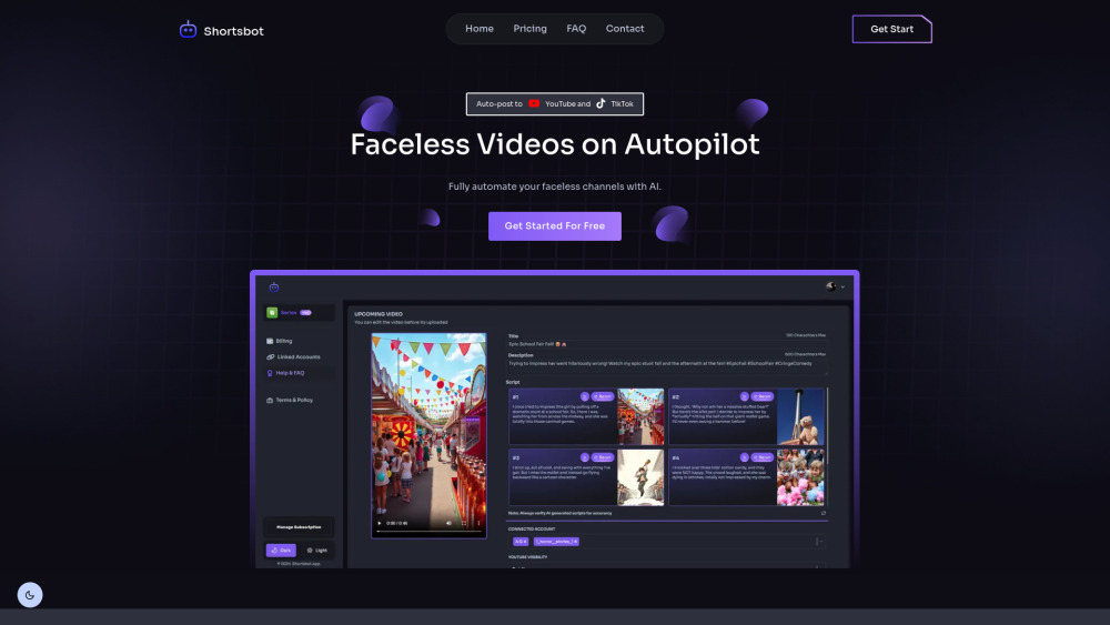 Shortsbot Ai website screenshot