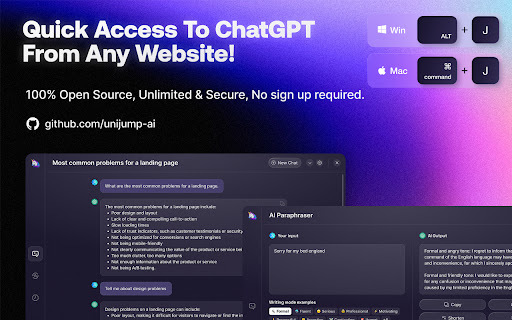 Unijump Shortcut For Chatgpt website screenshot