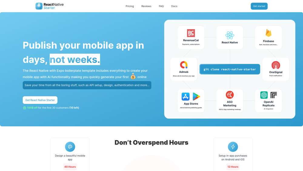 React Native Starter Ai website screenshot