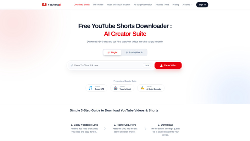 Ytshortsdl Net website screenshot