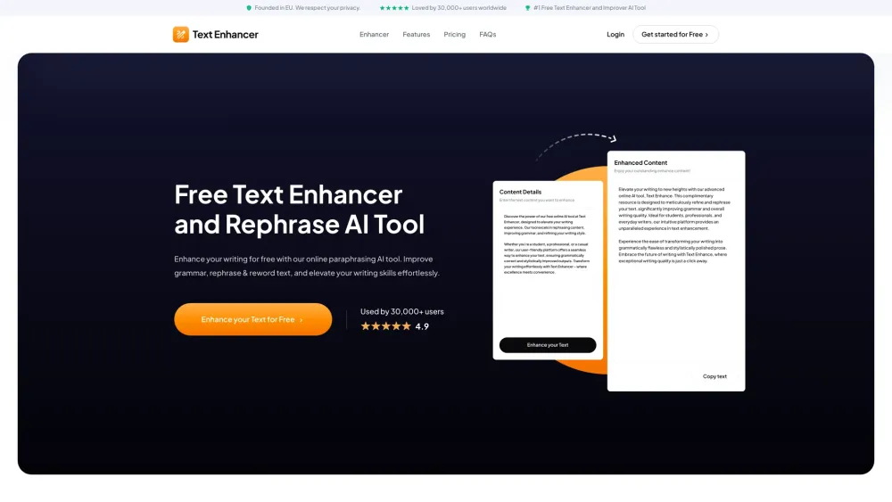 Text Enhancer Ai website screenshot