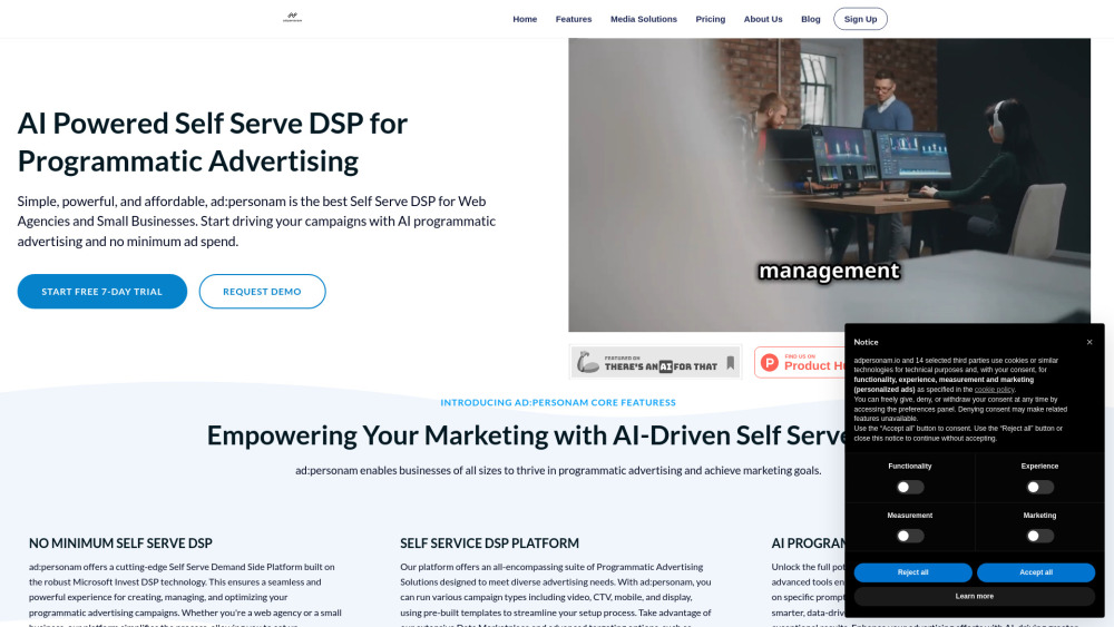 Ad Personam Self Serve Dsp website screenshot