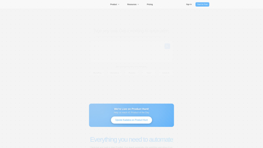 Kadabra website screenshot