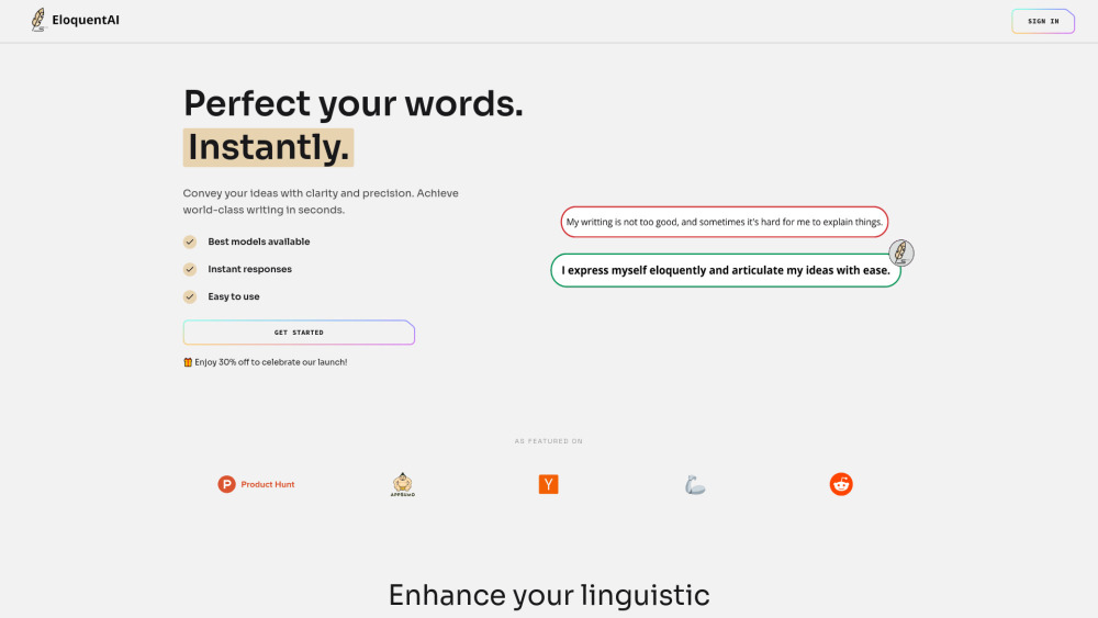EloquentAI website screenshot