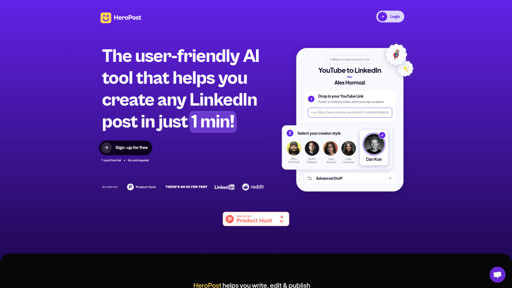Heropost website screenshot