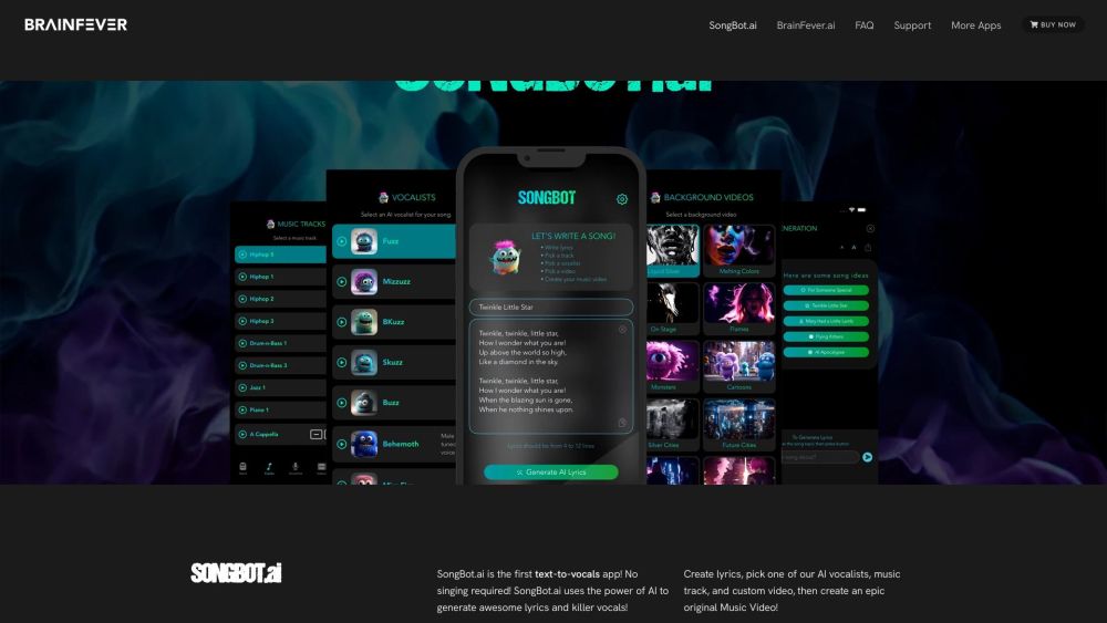 Songbot Ai Music website screenshot