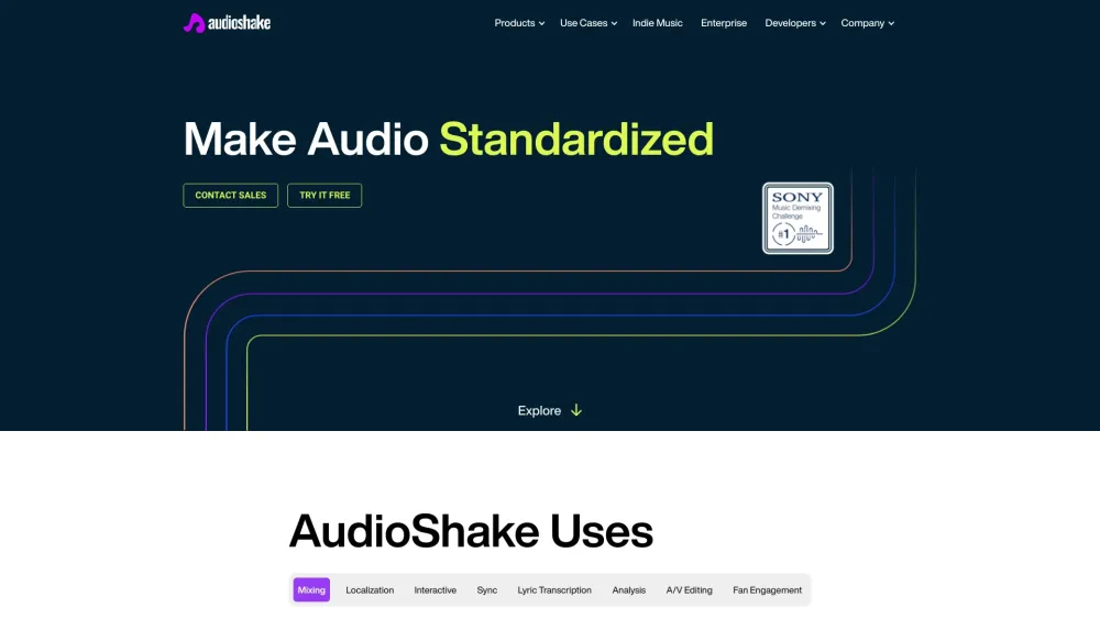 Audioshake Ai website screenshot