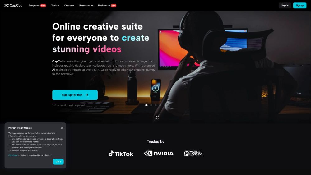 CapCut website screenshot