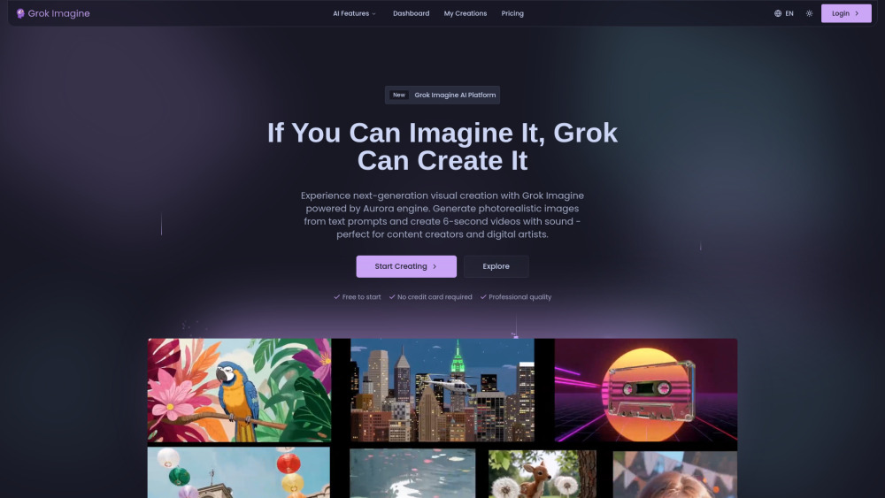 Grok Imagine website screenshot