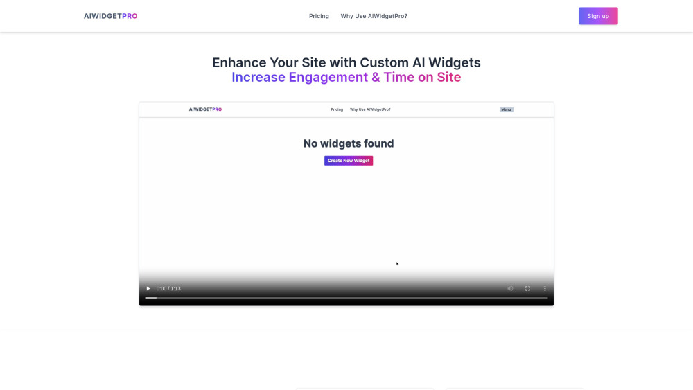 Aiwidgetpro website screenshot