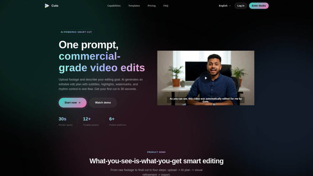Cuto website screenshot