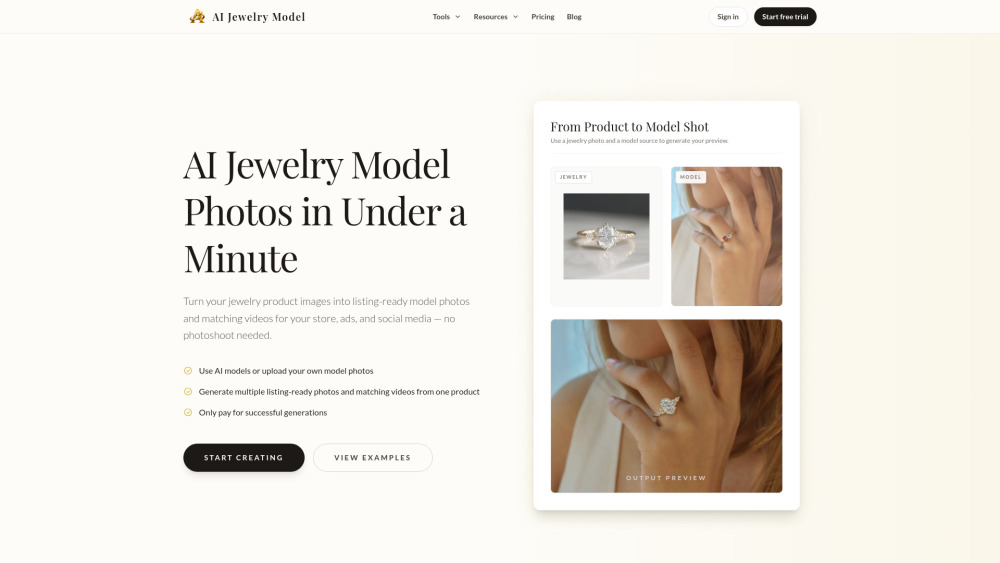 Ai Jewelry Model website screenshot