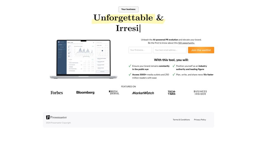 Pressmaster Ai website screenshot