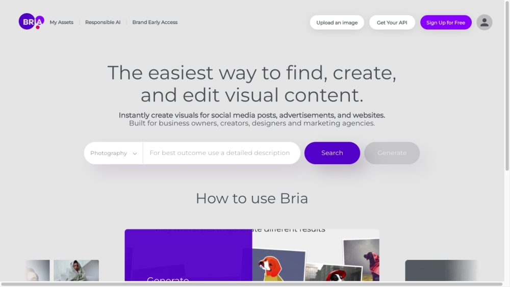 BRIA AI website screenshot