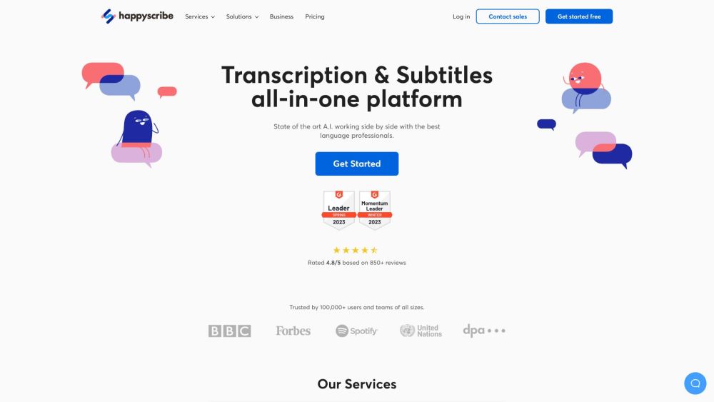 Happy Scribe website screenshot