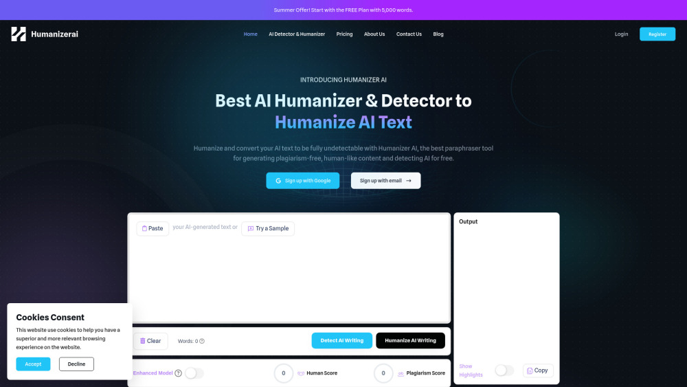 Humanizer Ai 1 website screenshot