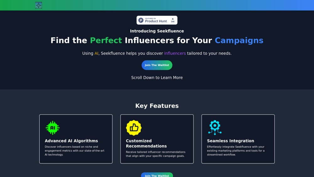 Seekfluence website screenshot