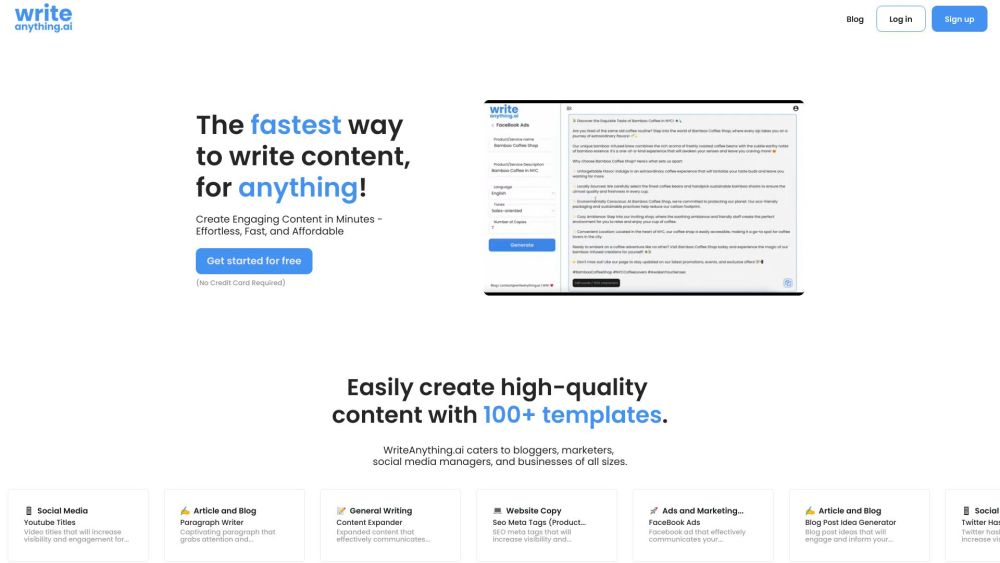 WriteAnythingAI website screenshot