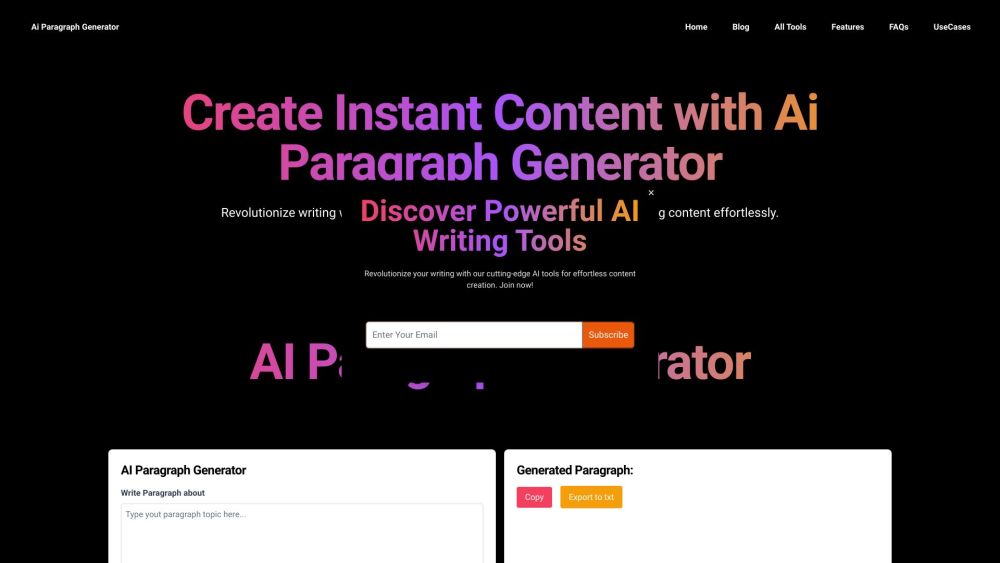 Paragraph Generator Ai website screenshot
