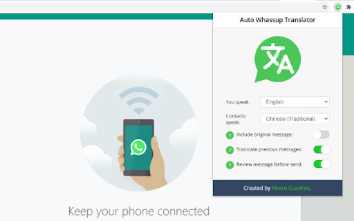 Auto Whatsapp Translator website screenshot