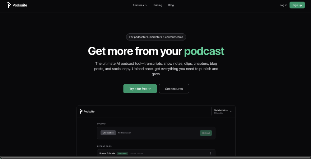 Podsuite website screenshot
