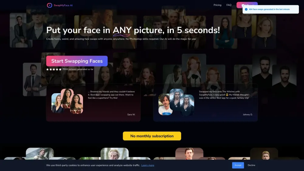 Swapmyface website screenshot
