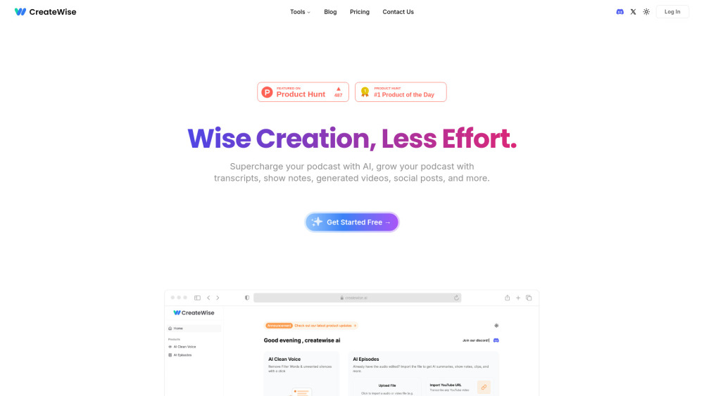 Createwise Ai website screenshot