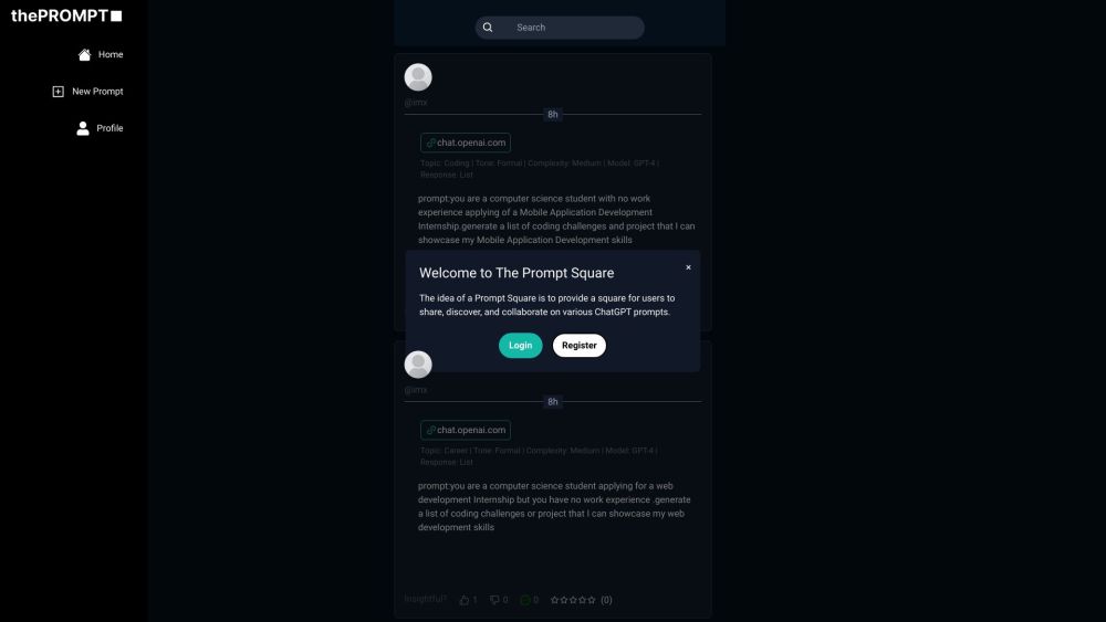 The Prompt Square website screenshot