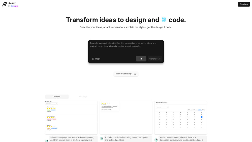 Uimagine Io website screenshot