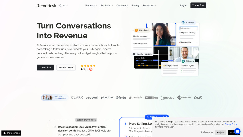 Demodesk website screenshot