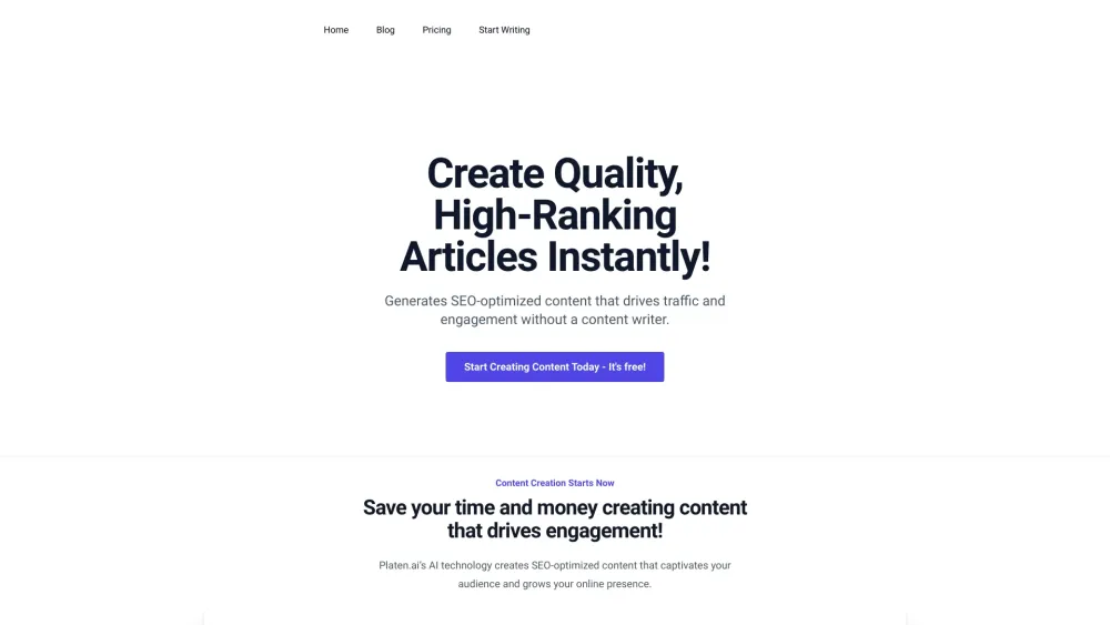 Platen Ai website screenshot