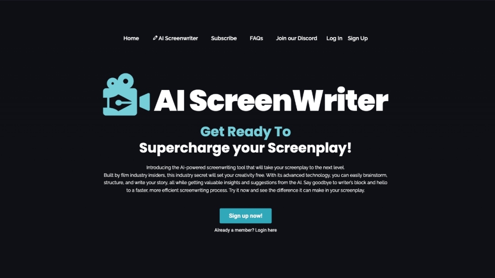 Ai Screenwriter website screenshot